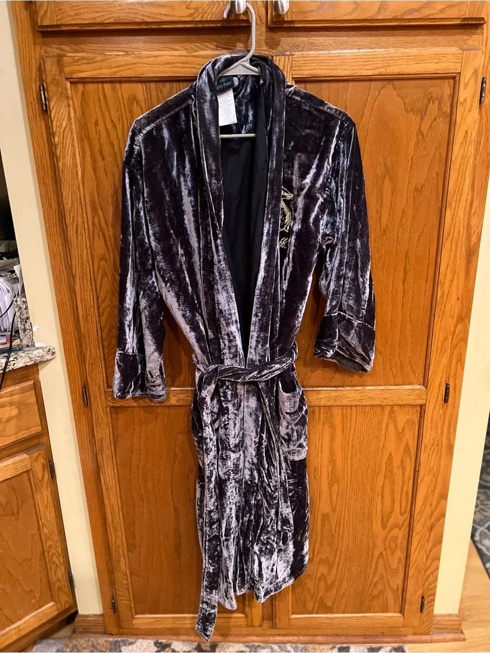 Pottery Barn Teen Hufflepuff Gray Velvet Robe